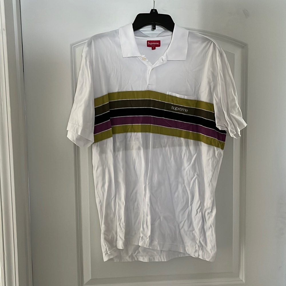Supreme Vintage White Retro Polo Size Large